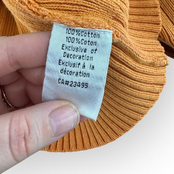 Icelandic Design 100% Cotton Knit Orange Zip Collared Ladies Sweater Sz M Nordic - Picture 6 of 6